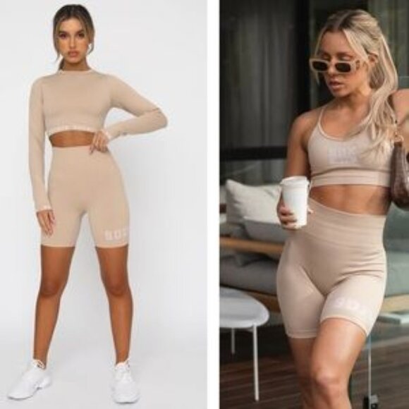 EUC White Fox x Sarah's Day Limited Edition Coffee Date Bike Shorts XS/S - Picture 1 of 3